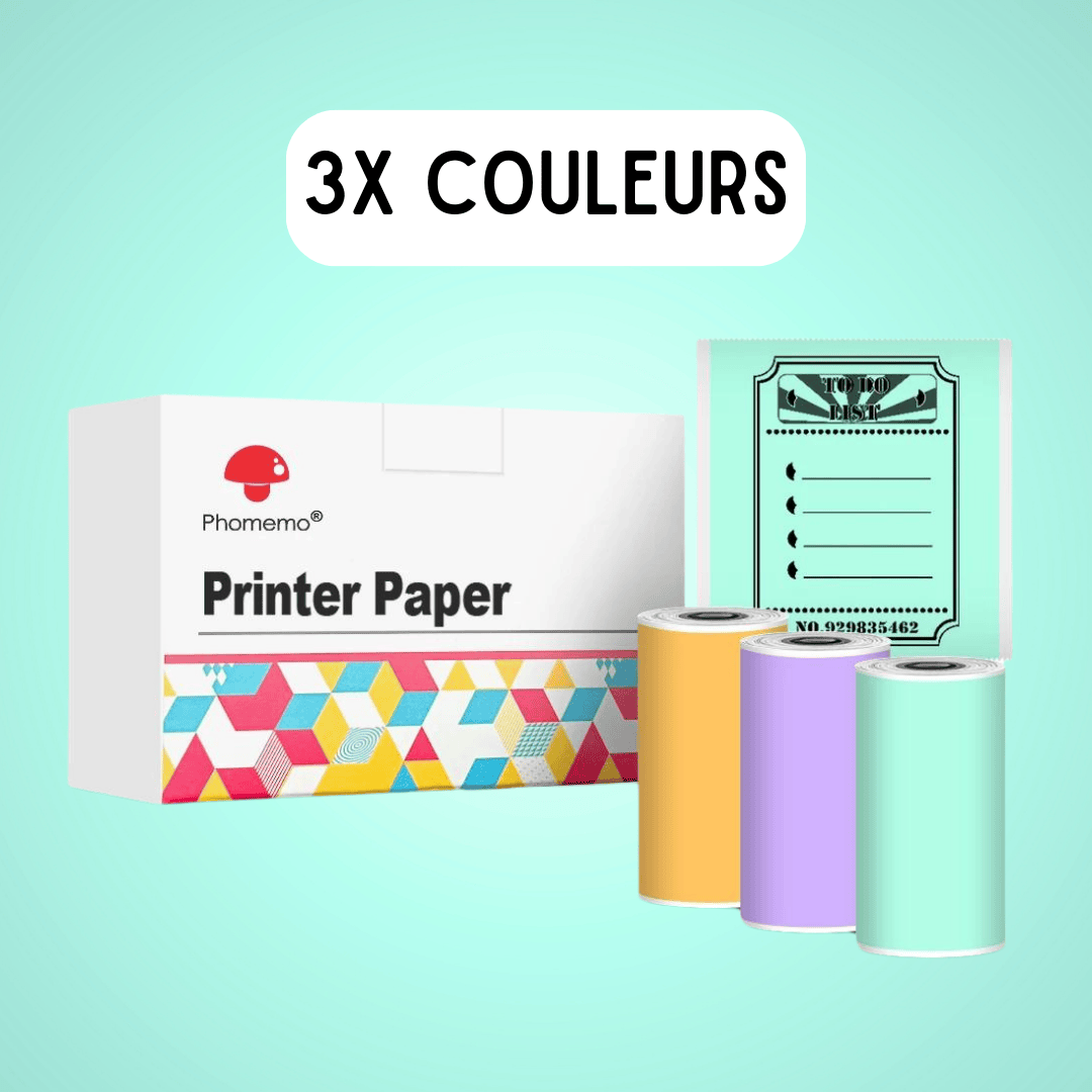 Pack Papier 3 Rouleaux (3x Couleurs)